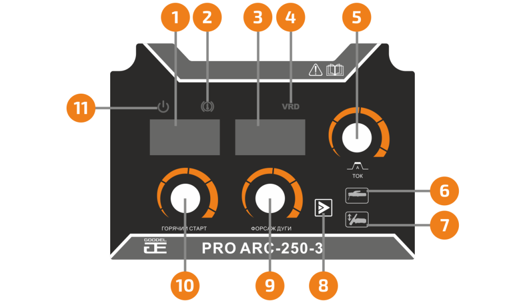 Панель управления сварочного аппарата PRO ARC-250-3 GOODEL