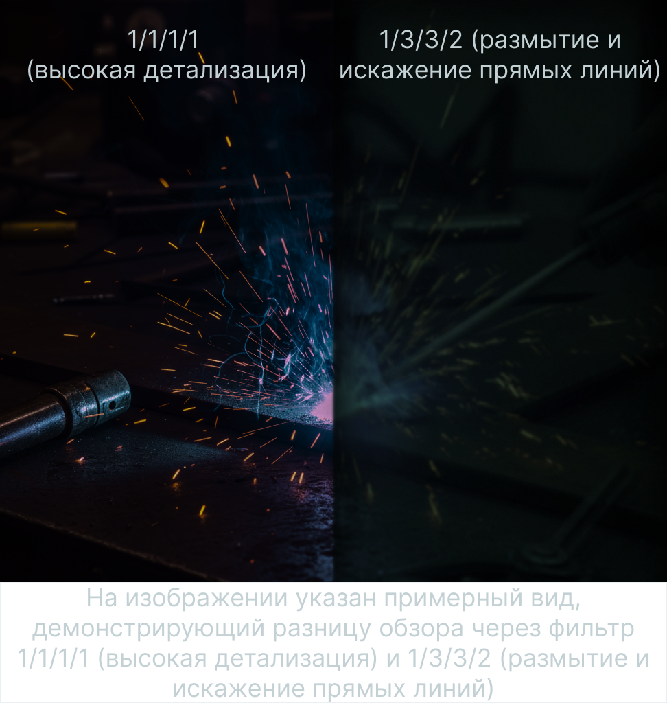 демонстрация разницы обзора через фильтры